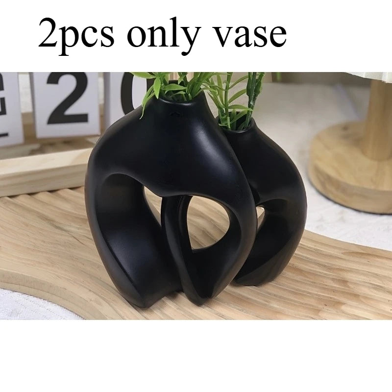 2pcs Heart-shaped Vase Set Resin Vases Ideal Choice for Desktop Decoration Suitable for Home Decoration