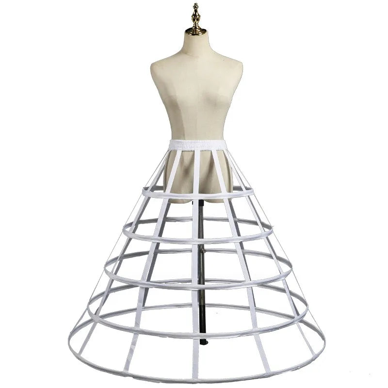 Women's Dress Underskirt Vintage Cage Pannier 5 Hoops Skirt Crinoline Cosplay Victorian Bustle Petticoats