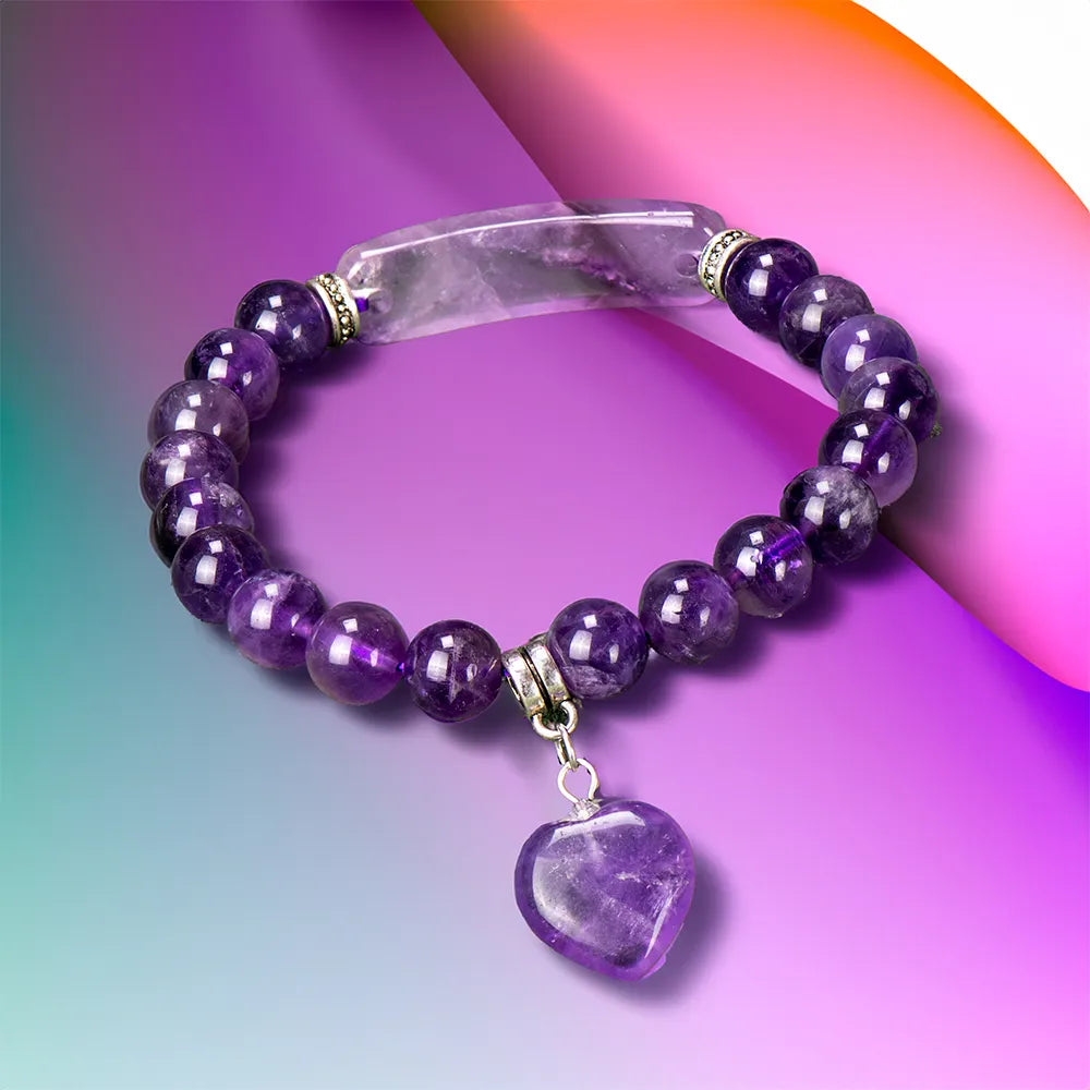 Hemasa Natural Stone Crystal Bracelets with   Heart  Charm