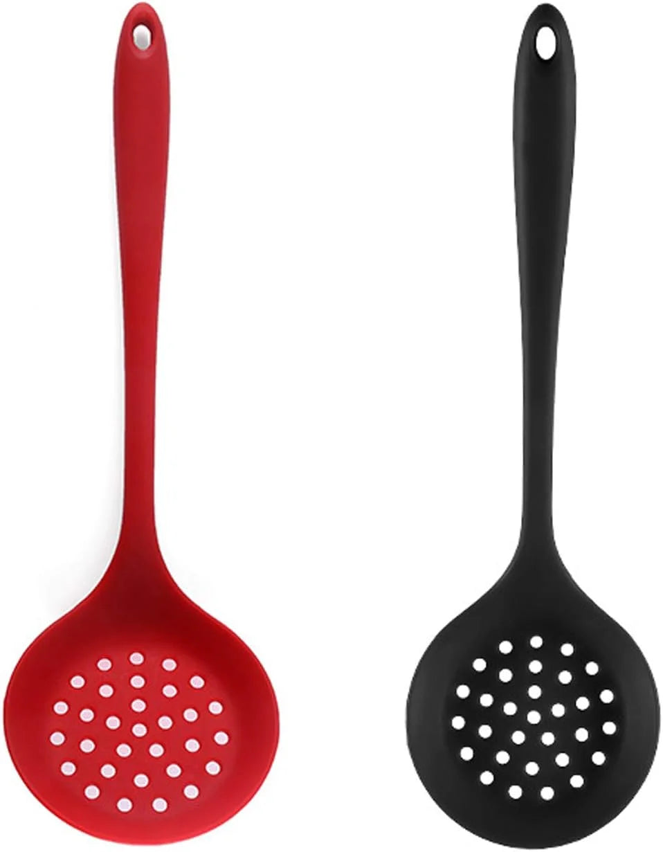 Hemasa 2PCs Silicone Skimmer Spoon Non-Stick Cooking Slotted Colander Spoon Skimmer Strainer Kitchen Sink Ladle Strainer Silicone Filter