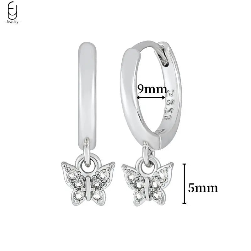 Hemasa 925 Sterling Silver Ear Buckles Fashion Hoop Earrings /White Crystal Luxury Women's Earrings Wedding Women's Jewelry Premium Gift