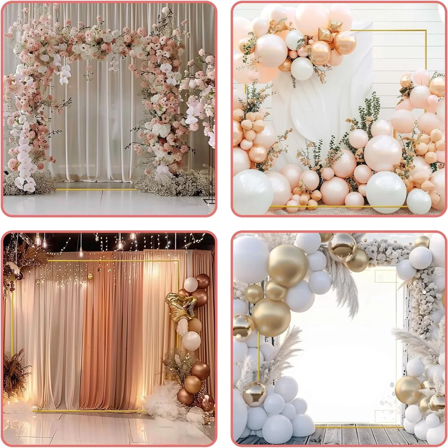 Tejesa Gold Wedding Arches Square Backdrop Stand Metal Balloon Arch Stand for Ceremony Birthday Party Bridal Shower