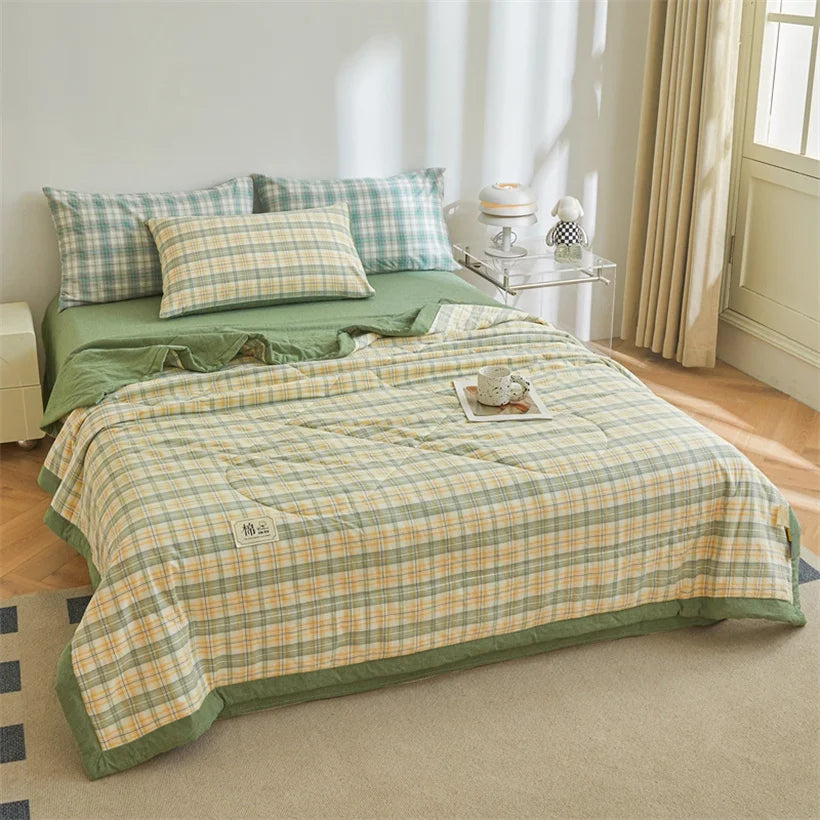 Tejesa Summer 100% Cotton Thin Quilt Comforter Soft Air Conditioning Quilt/Duvet/Blanket Lightweight Bed Cover Soft Bedding