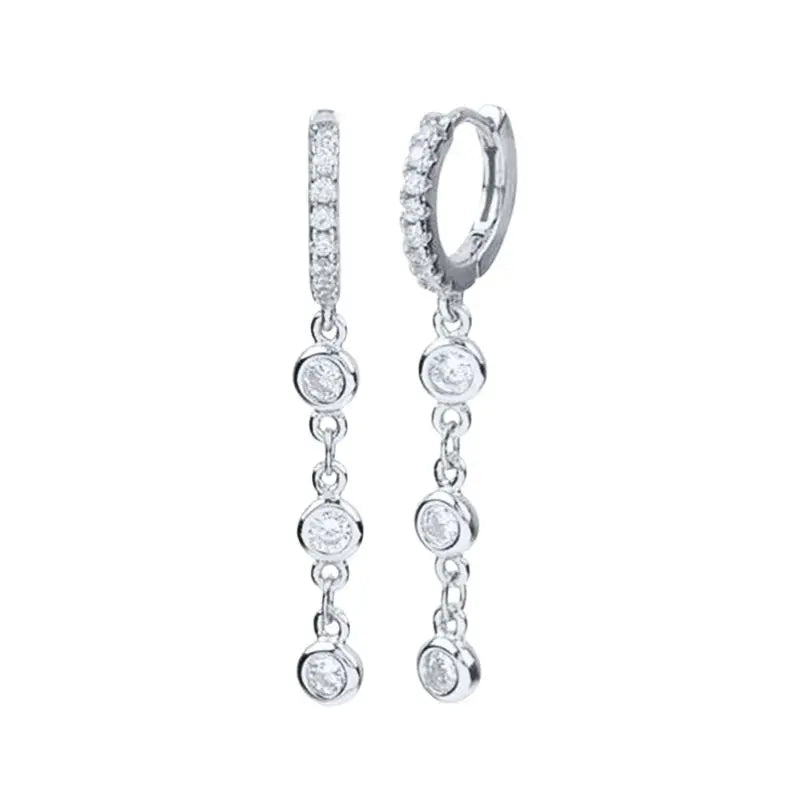 Hemasa 925 Sterling Silver Ear Buckles Fashion Hoop Earrings /White Crystal Luxury Women's Earrings Wedding Women's Jewelry Premium Gift