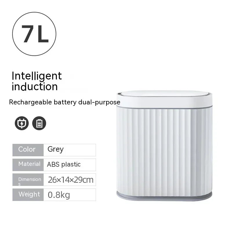 Hemasa 7L Trash Bin Can Narrow Smart Sensor Kitchen Food Waste Recycle Toilet Wastebasket Garbage Storage Bucket/ Bathroom