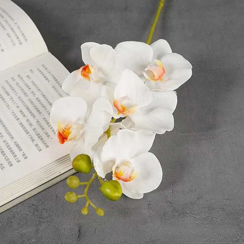 Tejesa 3 Pcs Artificial  Plastic Orchids Plastic Phalaenopsis  Artificial Flowers
