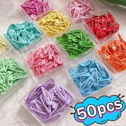 10/40pcs Sweet Waterdrop Snap Hair Clips Women Girls Cute Candy Color Metal BB Hairpins Barrettes Bobby Headwear Slid Pins