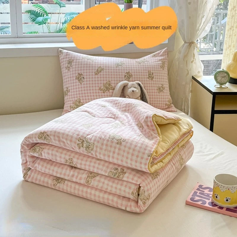 Quilt Double Layer Yarn Soybean Fiber Mother And Baby Grade Soft Glutinous Summer Cool Quilt Comfortable Breathable Home Textile