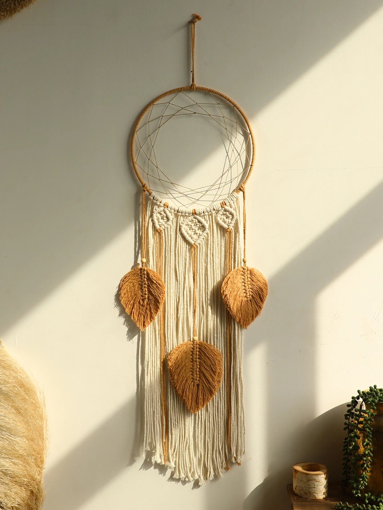 Hemasa Macrame Dream Catcher Bohemian Leaf Hanging Wall Nordic Decor Boho Handmade Tapestry Ornaments For Home Living Room Decoration