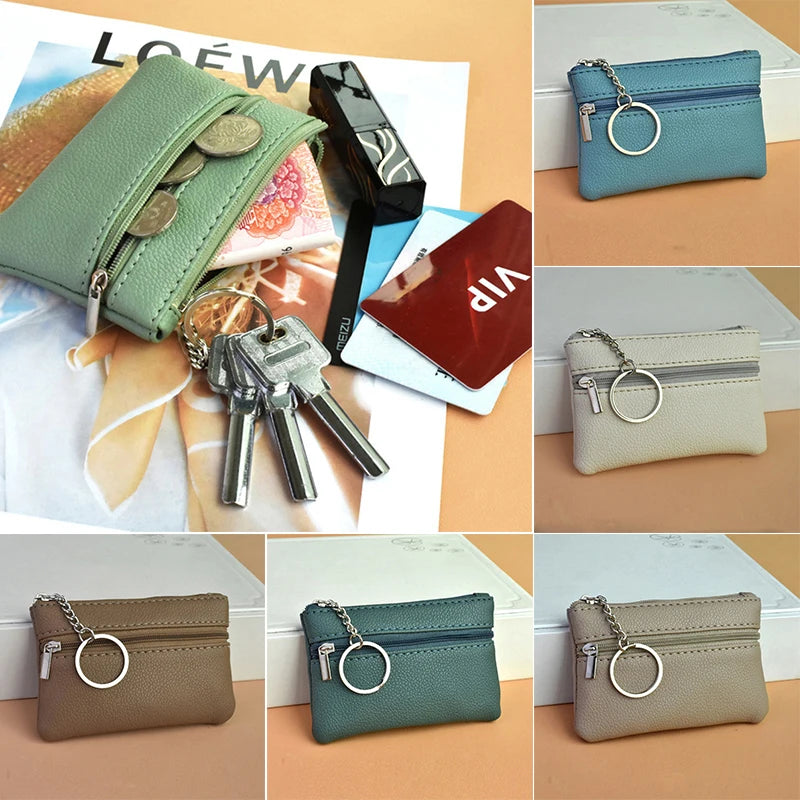 Hemasa Mini Multi-color PU Leather Small Coin Purse Light Top Layer  Zipper Key