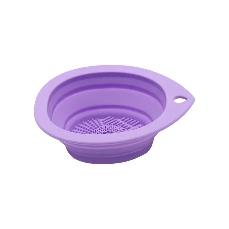 Hemasa  Set of 2 Silicone Makeup Brush Cleaner Folding Powder Puff Cleaning Bowl