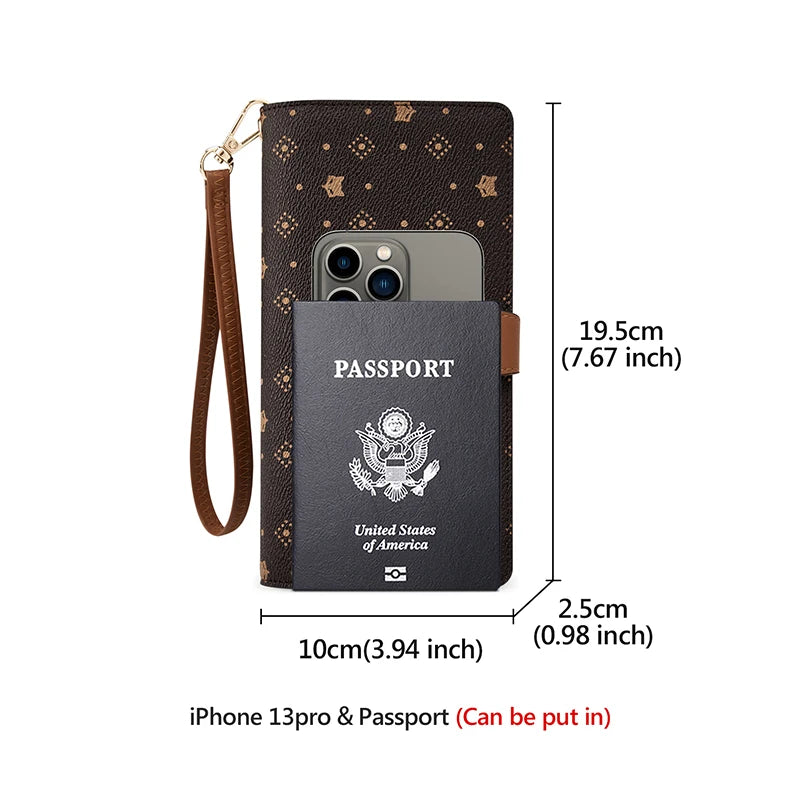 Hemasa Women's Long Wallet Card Holder Money Bag with PVC Leather With Wriststrap Bag Female Coin Purse