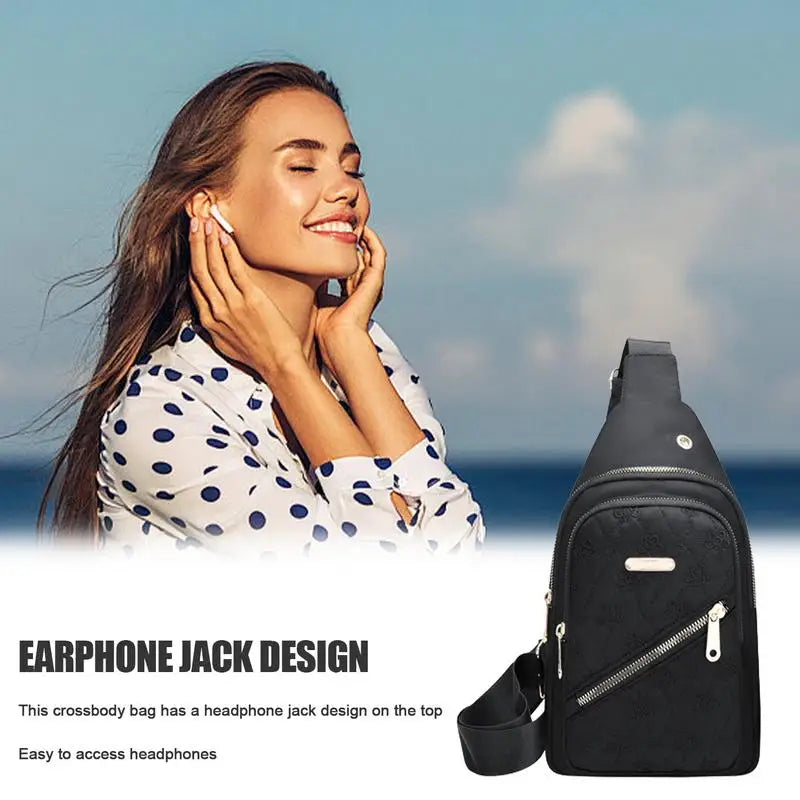 Hemasa Small Sling Bag For Women Sports Bags Chest Bag Waterproof Oxford Cloth Crossbody Purse With Earphone Hole Sling Bag Daypack For