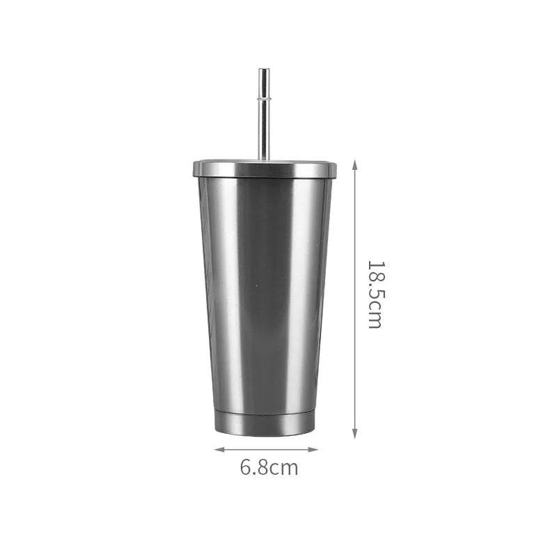 Hemasa New Vacuum Insulated Mug Stainless Steel Thermos Cup Car Coffee Drinking Cup With Straw