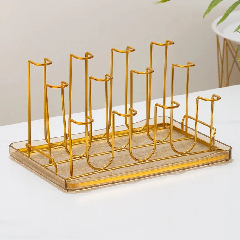 Stainless Steel Cup Tray, Inverted Hanging Rack, 8 Cup and 12 Cup Drain Rack, Home and Office Use, Durable Organizer