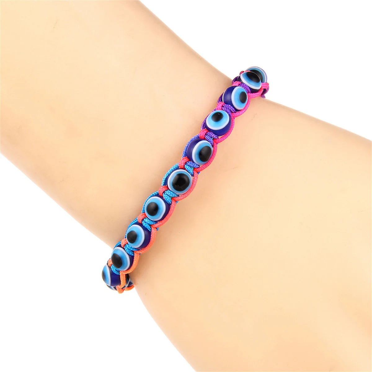 Turkish Lucky Evil Blue Eye Bracelets For Women Handmade Braided Colorful Thread Resin Eyes Prayer Bangle Bracelet Party Jewelry