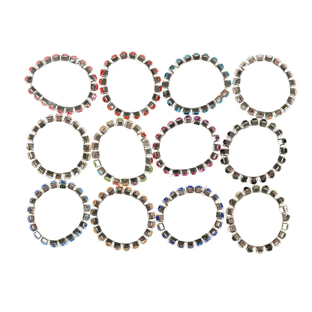 Hemasa 12pcs Adjustable Stretch Foot  Jewellery for Women /Crystal Rhinestone Finger  Rings Toe Rings Mix Color