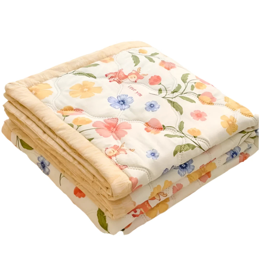Hemasa  Cute Washable Printed Summer Quilt Soft Comfortable Thin Wadding Blanket