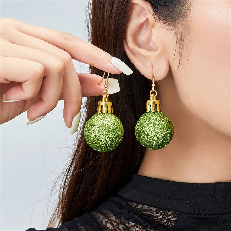 Merry Christmas Colorful Light Bulb Ball Shaped Drop Earrings for Women Luxury Creative Earrings Girl New Year Party Jewelry