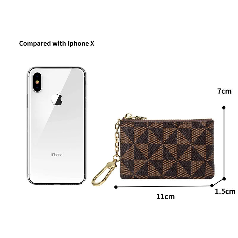 Coin Purse Wholesale Mini Short Zipper Wallet Small Bag Plaid Printing Keychain Pouch Custom Pendant Decoration Gift
