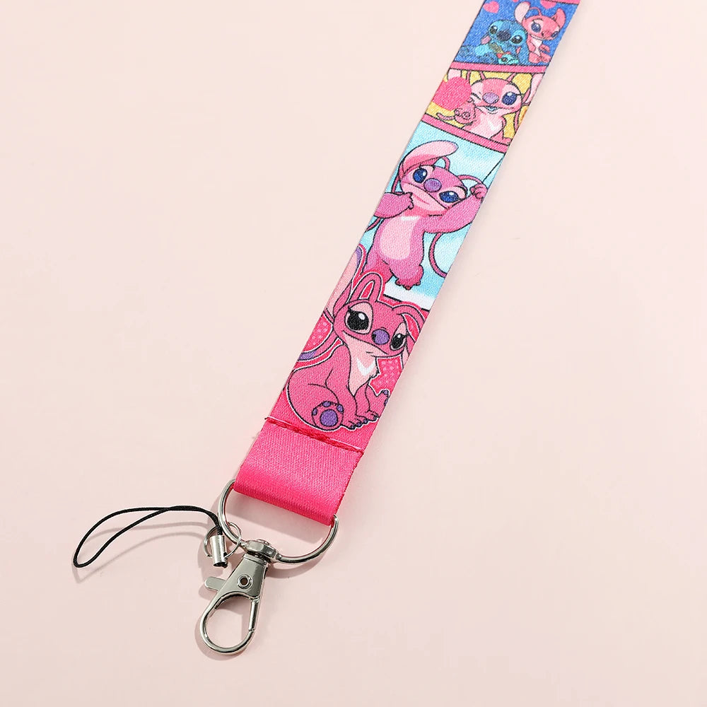Stitch Disney Phone Lanyard Anime Lilo&Stitch Cartoon Printed Ribbon Card Cover Hanging Neck Long Rope Kawaii Gifts