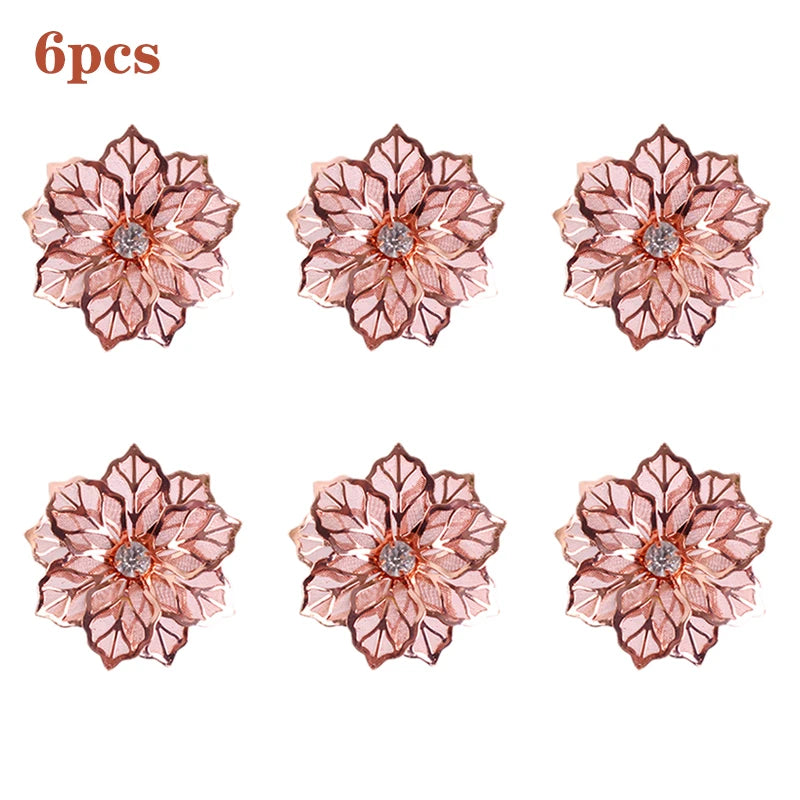 Hemasa 6 Pieces  Leaf Napkin Rings /Buckle Napkin Holder for Christmas