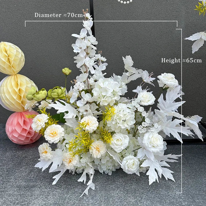 Romantic Purple Rose Hydrangea Aisle Floor Flower Wedding Backdrop Arch Decor Hang Floral Row Table Centerpieces Ball Party Prop