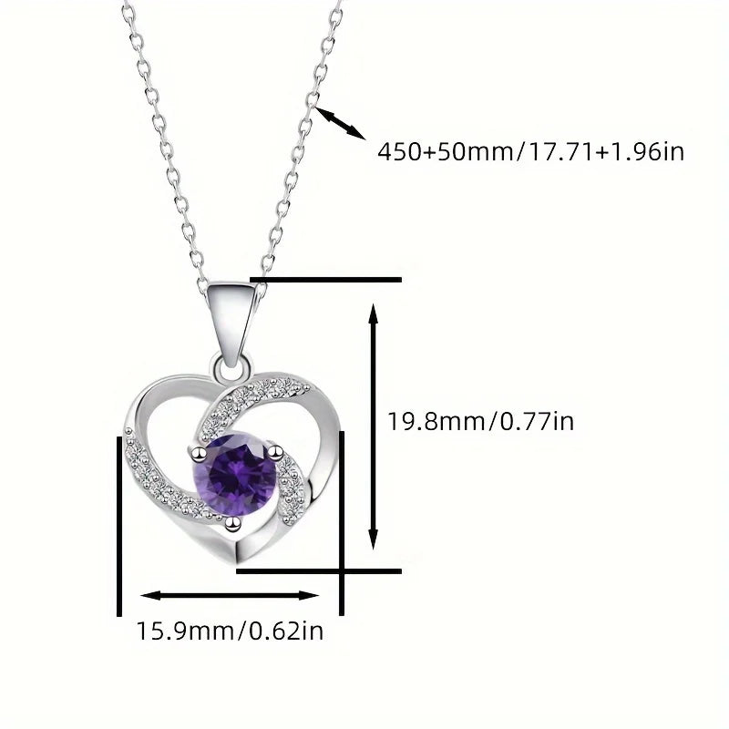 Hemasa 925 Sterling Silver  Zircon Necklace Valentine's Day Gift Ladies Girl friend Jewelry Gift