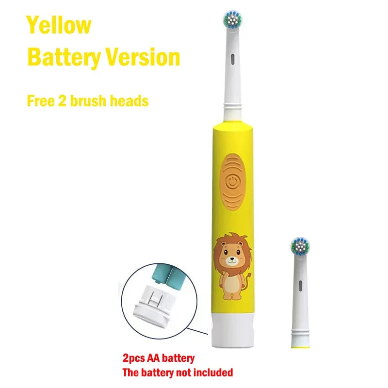 Child Electric Toothbrush Colorful Cartoon Rounded Vibrate Heads Soft Bristle Teeth Brush Gum Care Battery Power 3-15 Years Old