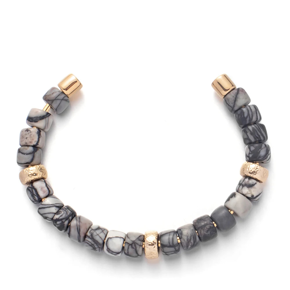 Tejesa Colorful  Natural Stone Cuff Bangle Bracelets For Women