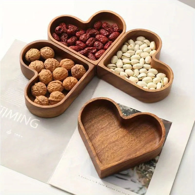 Tejesa Tableware Solid Wood Food Tray Love Heart Shape Dessert Plate Japanese-style Wooden Snack Fruit Tea Saucer Pallet Bread Board