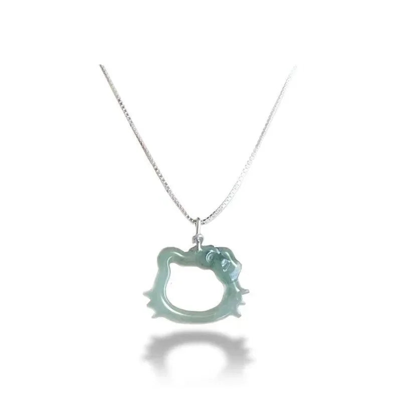 New Kawaii Sanrio Hello Kitty Sparkling Diamond Necklace Cartoon Cute Sexy Clavicle Chain Girl Cute Ring Jewelry Holiday Gifts