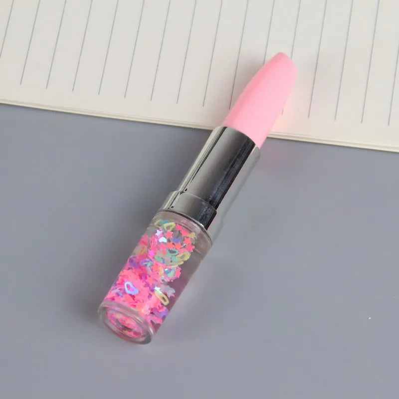 Novelty Lipstick Ballpoint Pen Portable Signature Promotional Pens Small Fresh 0.5mm Black Ink School Office Supplies Girl Gift