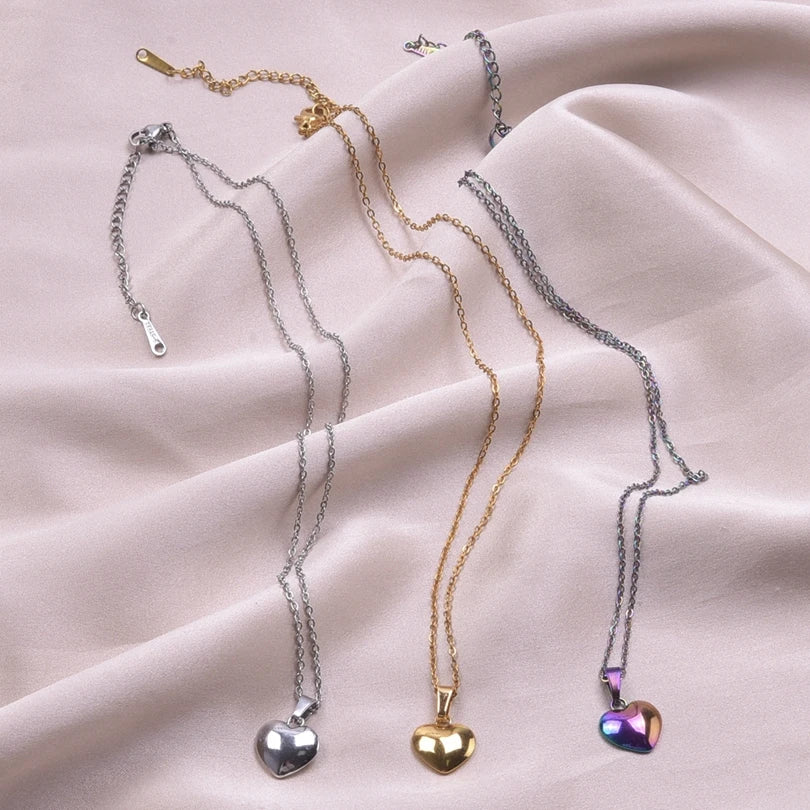 1pc Necklace For Women Love Shape Pendants Personality Metal Stainless Steel Charms Jewelry Handmade Craft Fashion Accessories