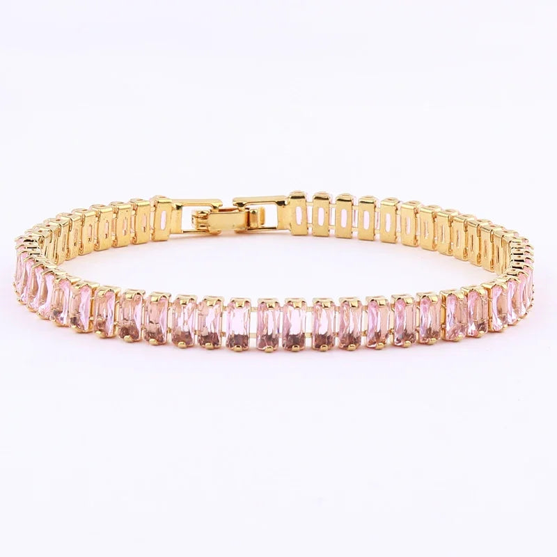 Hemasa Pink colour Cubic Zirconia Tennis Bracelets for Women/Girls