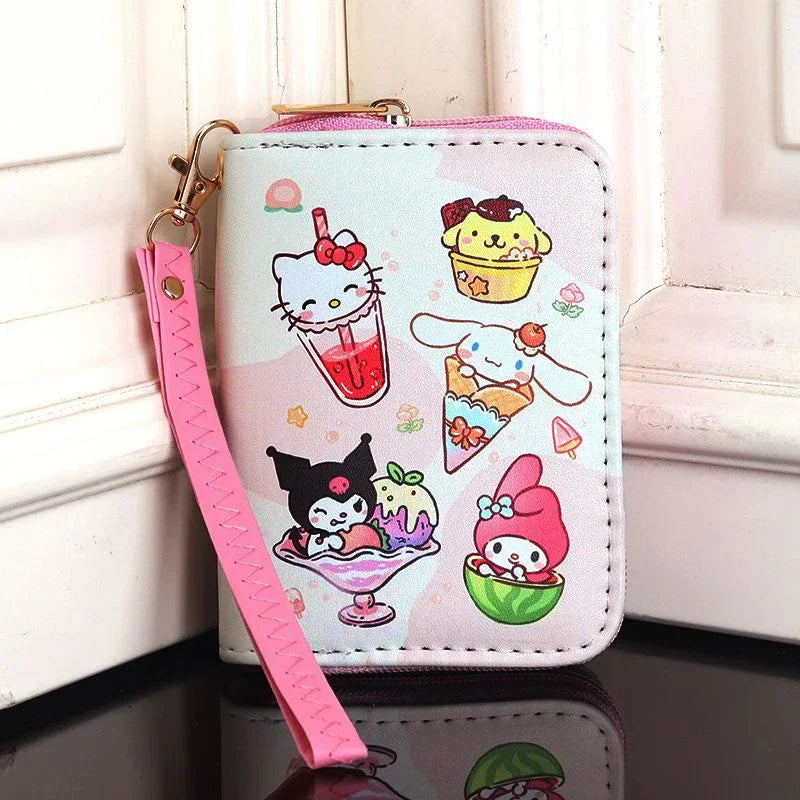 Cartoon Kuromi Short Version Waterproof Money Bag Zipper Coin Purse Multiple Card Slots Wallet Portable Decoration Girl Gift