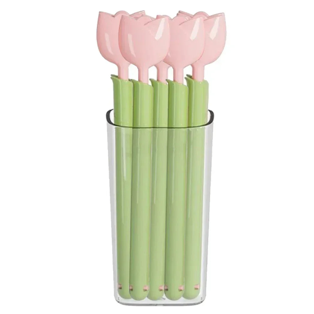 5Pcs Tulip Shaped Bag Clips Portable Food Snack Bread Sealing Clip With Magnetic Storage Box Sealed Clip Kitchen Accessories