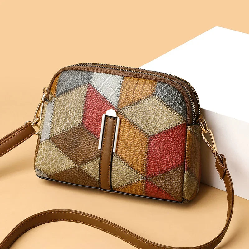 Hemasa  Shoulder Bags for Women /Double Zipper Crossbody Bag Ladies PU Leather Wallet