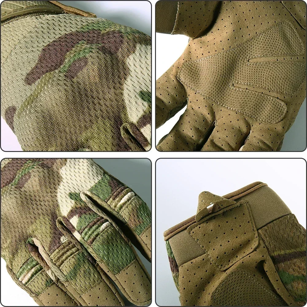 Hemasa Men Tactical Gloves Touch Screen Cycling Gloves Sports Camo Army Glove Outdoor Motorcycle Riding Bike Running Paintball Gloves