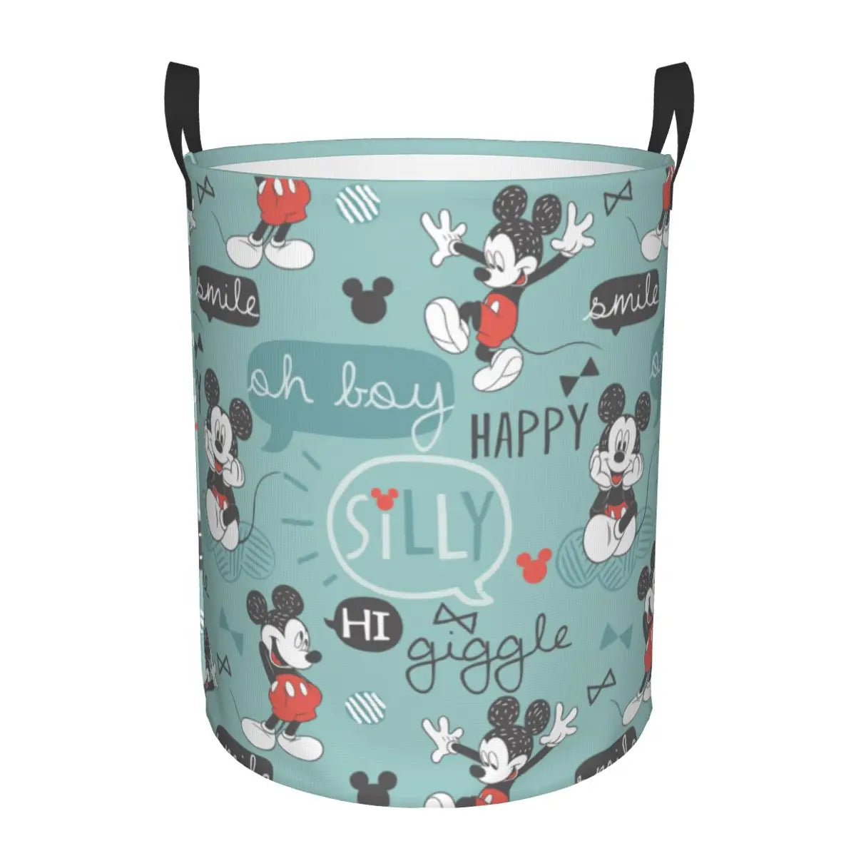 Tejesa  Mickey Mouse Cartoon Pattern Laundry Basket Collapsible Clothes Hamper for Nursery Kids Toys Storage Bin