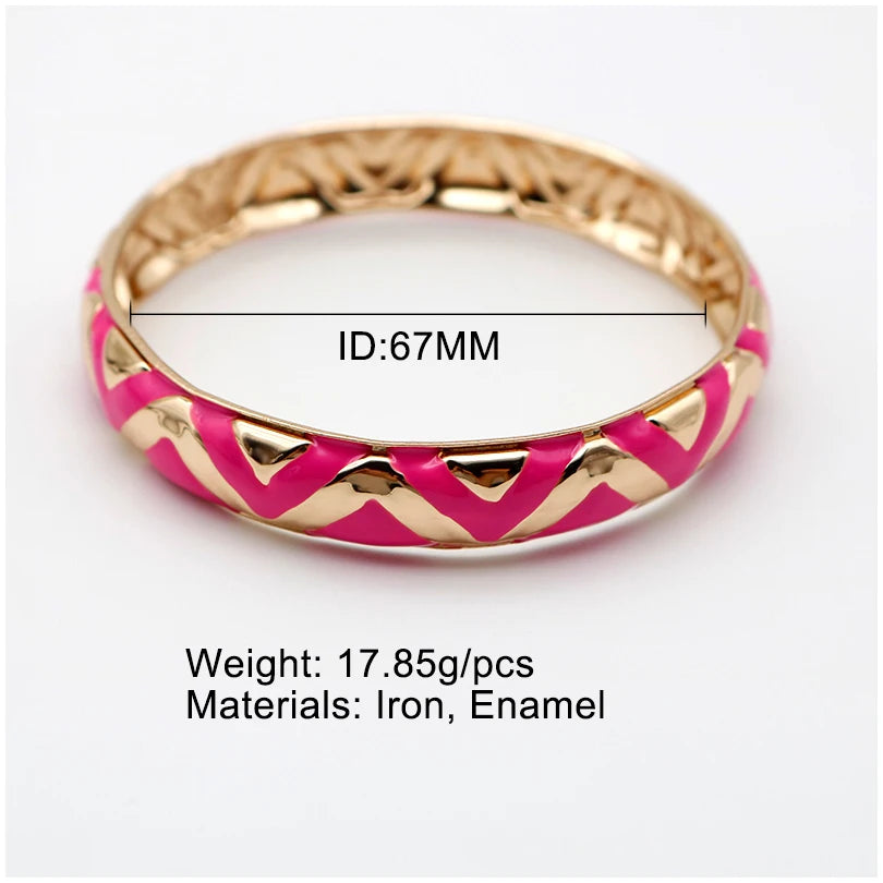 Fuchsia Enamel Metal Bangle For Women Designer New Jewelry Fashion Bohemia Wave Stripe Styles Iron Trendy Girl Gift Party 202195