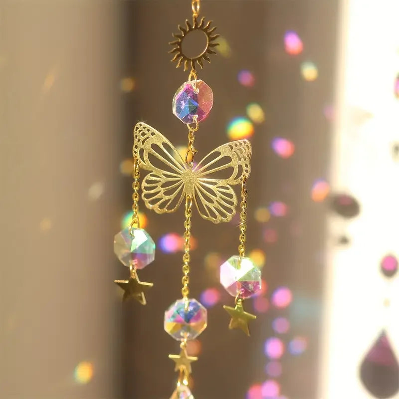 Hemasa  Butterfly Crystal Sun Catcher - Glass prism reflecting lights for home , garden and car decor