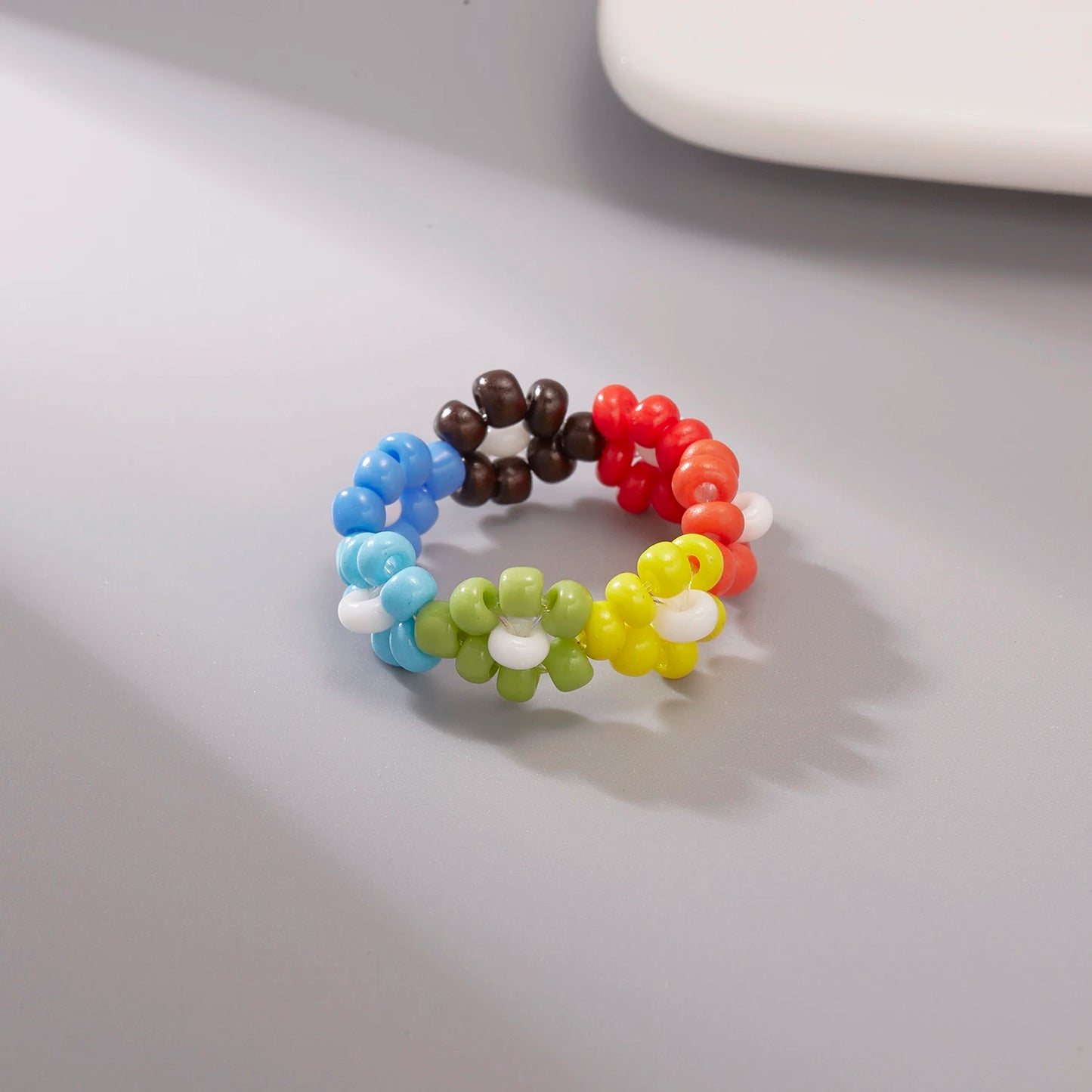 New Turkish Blue Evil Eye Rings for Women Handmade Round Resin Beads Elastic Adjustable Ring Girls Popular Jewelry Party Gift