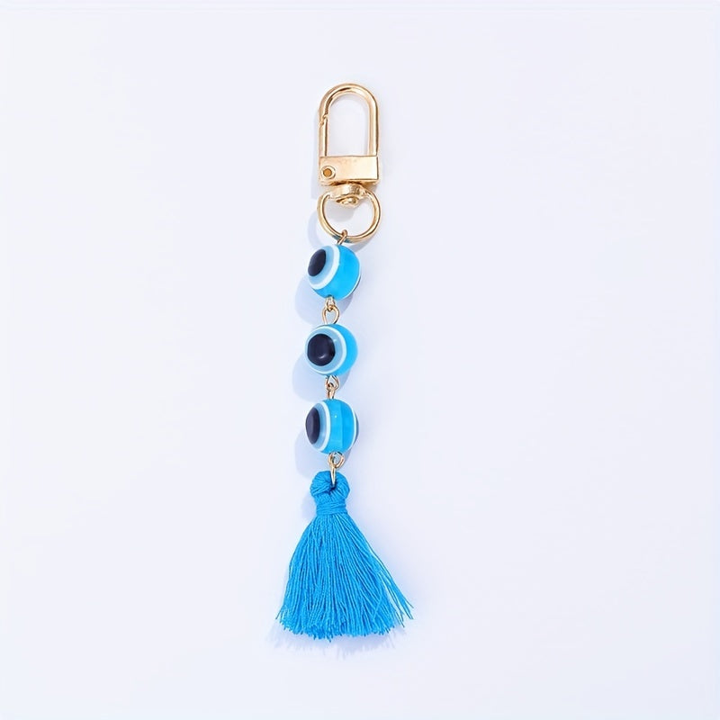 Evil Eye Keychain Cute Amulet Good Luck Color Block Key Ring Purse Bag Backpack Car Accessory Women Men Christmas Gift