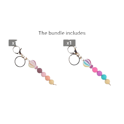 Hemasa  Hot Air Balloon Silicone Beaded Keychain Cute Cartoon ID Badge Holder Key Chain Ring Bag Backpack Charm Car Key Pendant Gift