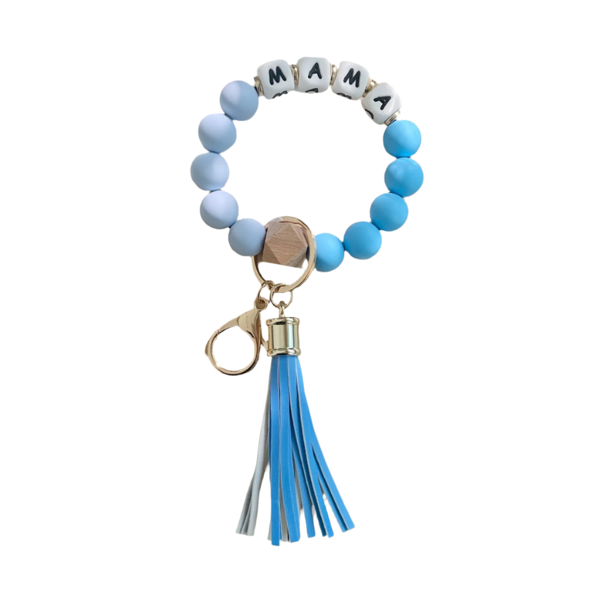 Hemasa MAMA Silicone Beaded Bracelet Wristlet Keychain Cute Elastic Bangle Key Chain Bag Charm Phone Lanyard Women /Girls