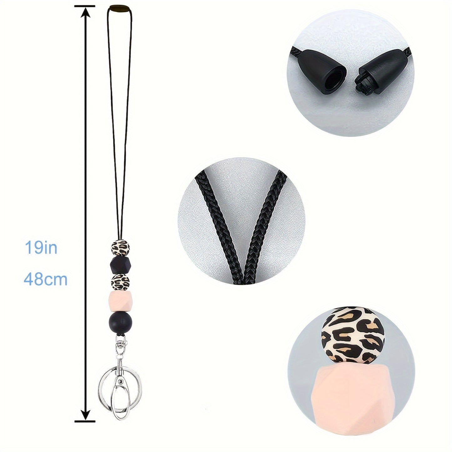 1pcTeacher Lanyards For ID Badge Keys And Keychain, Cute Silicone Beaded Lanyard For Women Nurse Employees Students