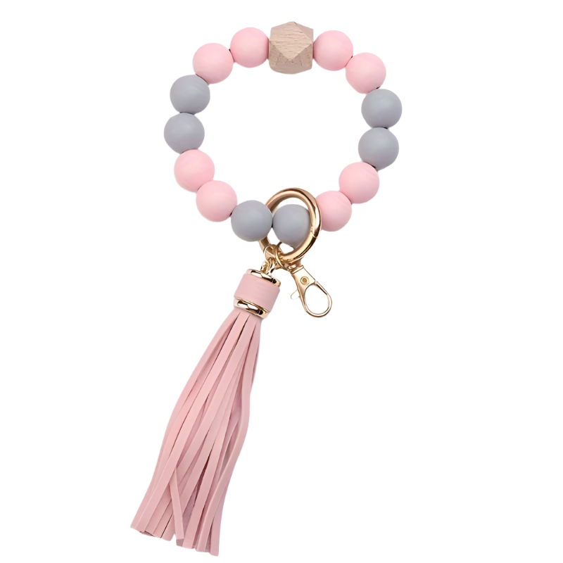 Hemasa  Silicone Beaded Bracelet Keychain Women's Bracelet/ Keychain Wristband Keychain