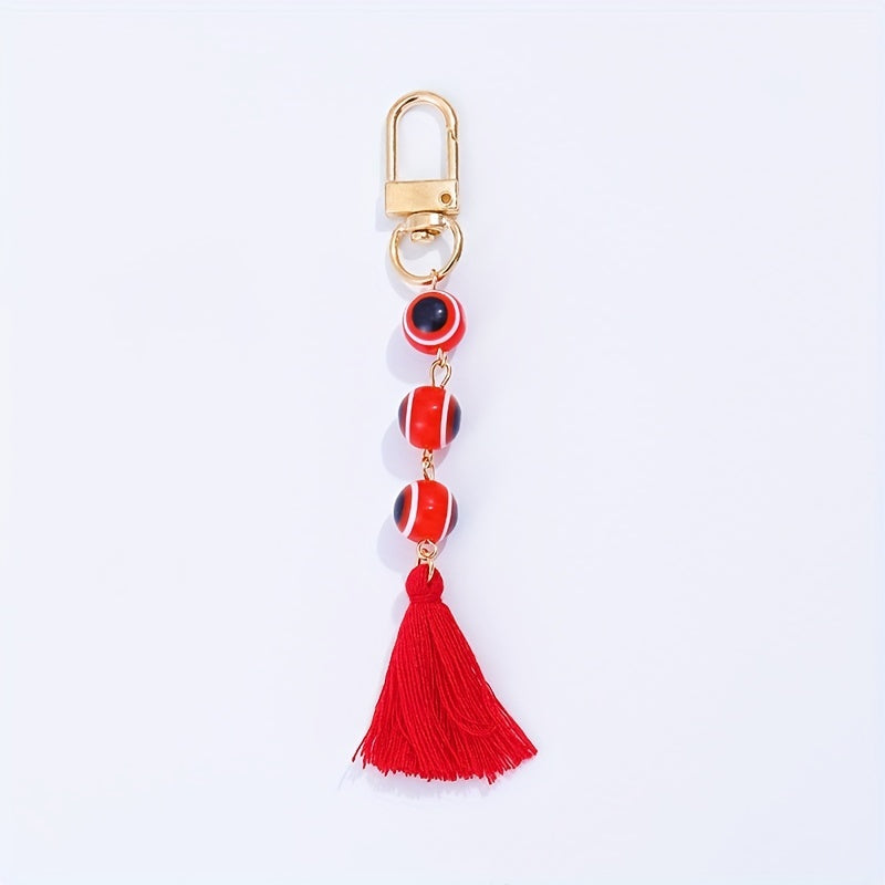 Evil Eye Keychain Cute Amulet Good Luck Color Block Key Ring Purse Bag Backpack Car Accessory Women Men Christmas Gift
