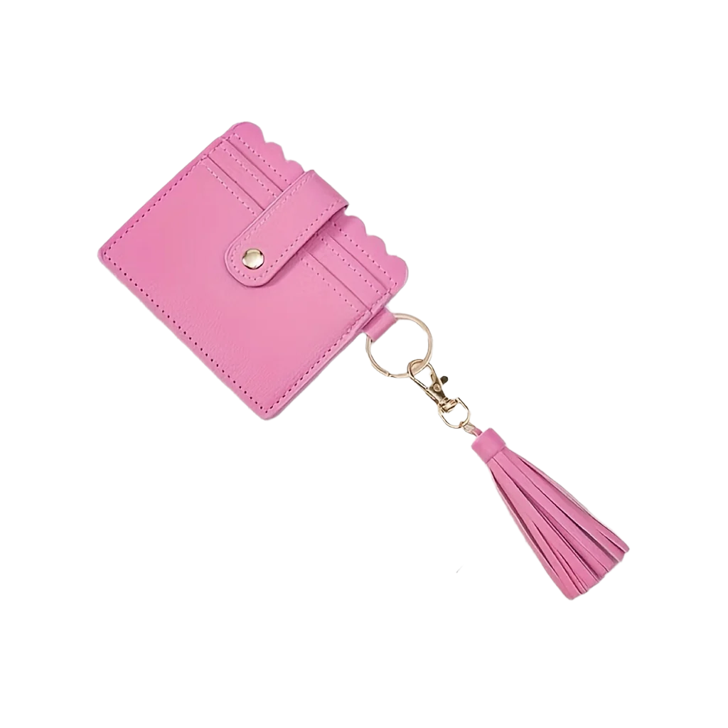 Heamsa PU Leather Tassel Keychain Wallet, Multifunctional Zipper Card Holder/Key Ring